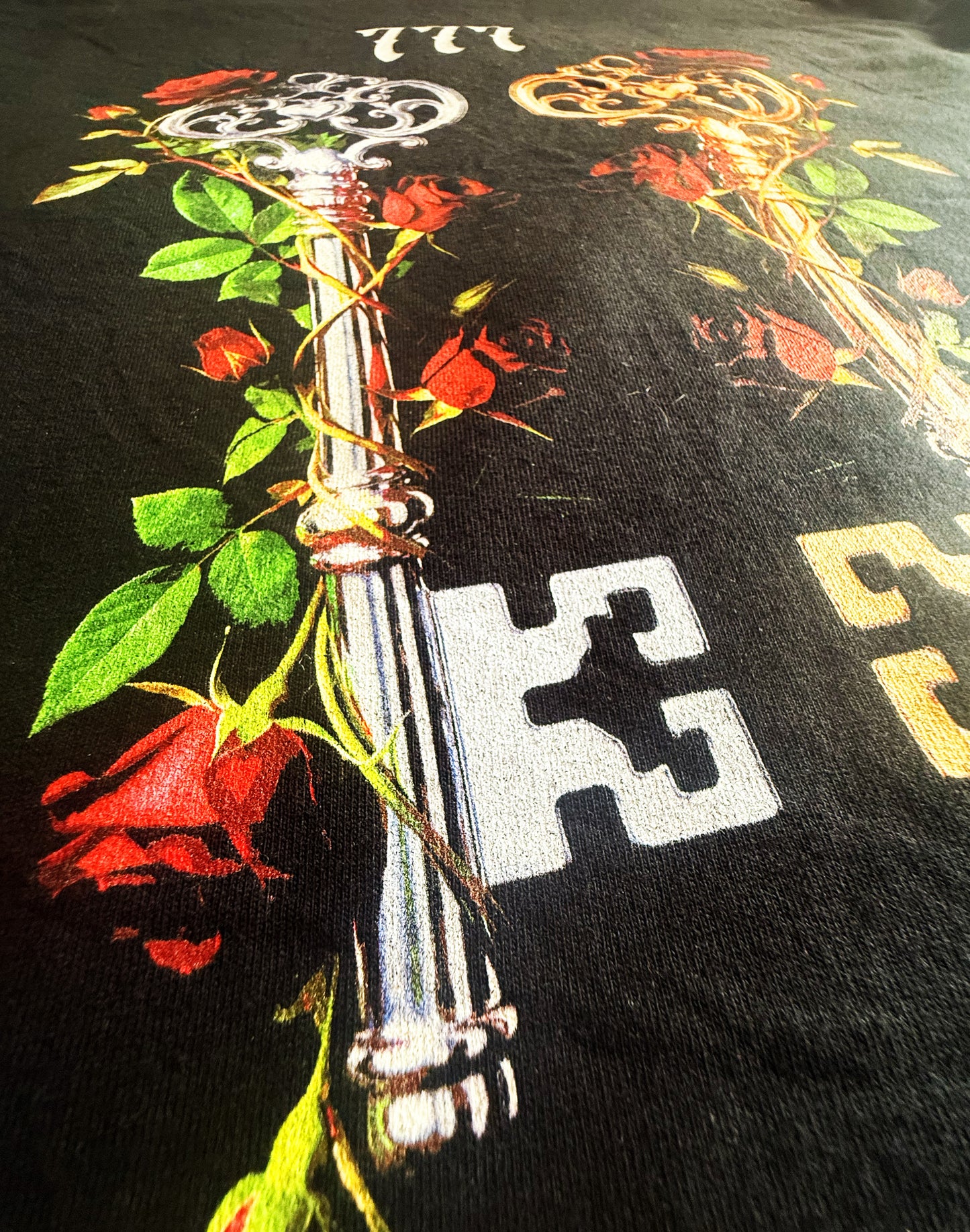 Black Unisex Premium Original Heavyweight Back-Design Tee "777 Keys" by Designer and Artist Lucas Gillon