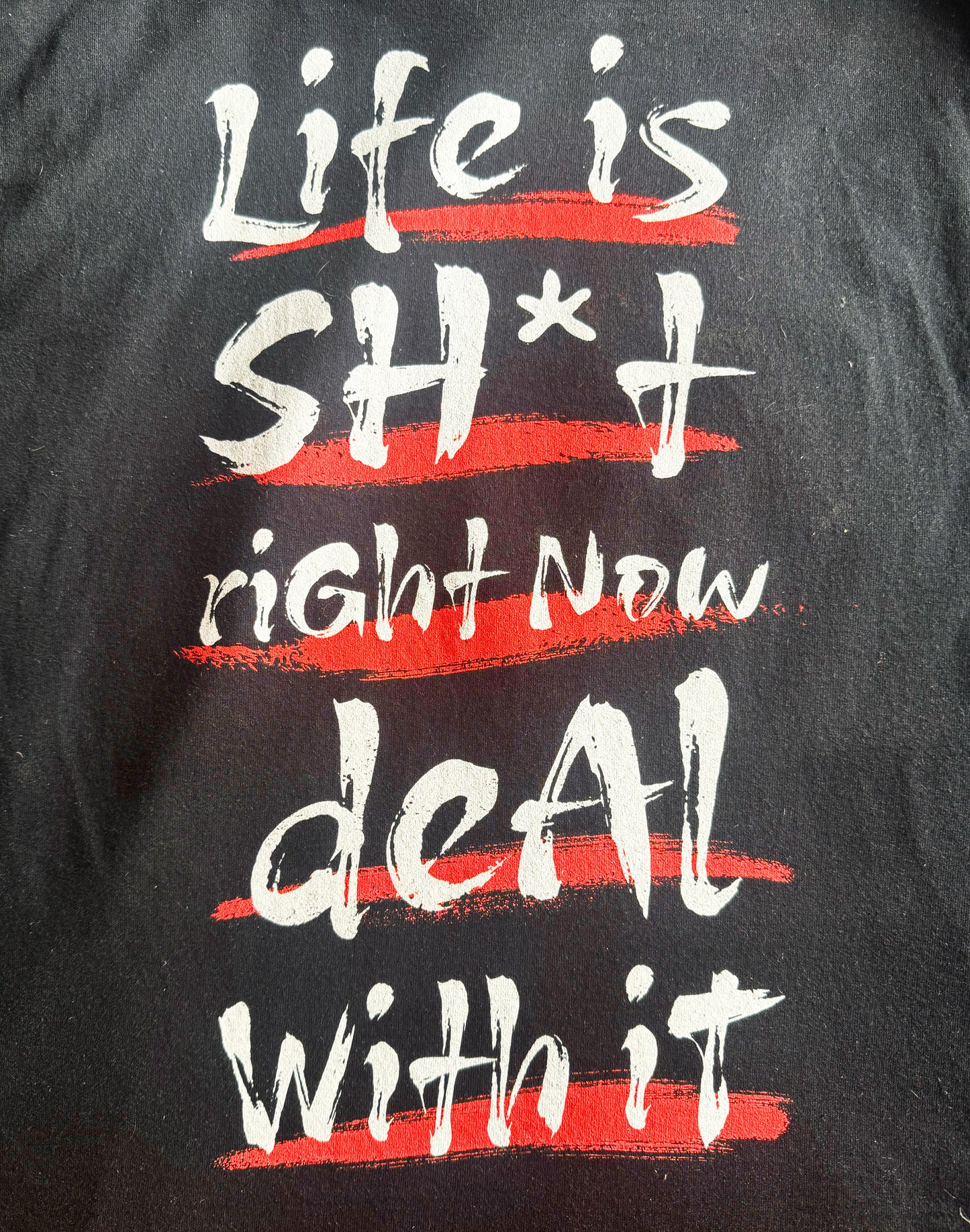 Black Unisex Premium Original Heavyweight Back-Design Tee "Deal With It" by Designer and Artist Lucas Gillon