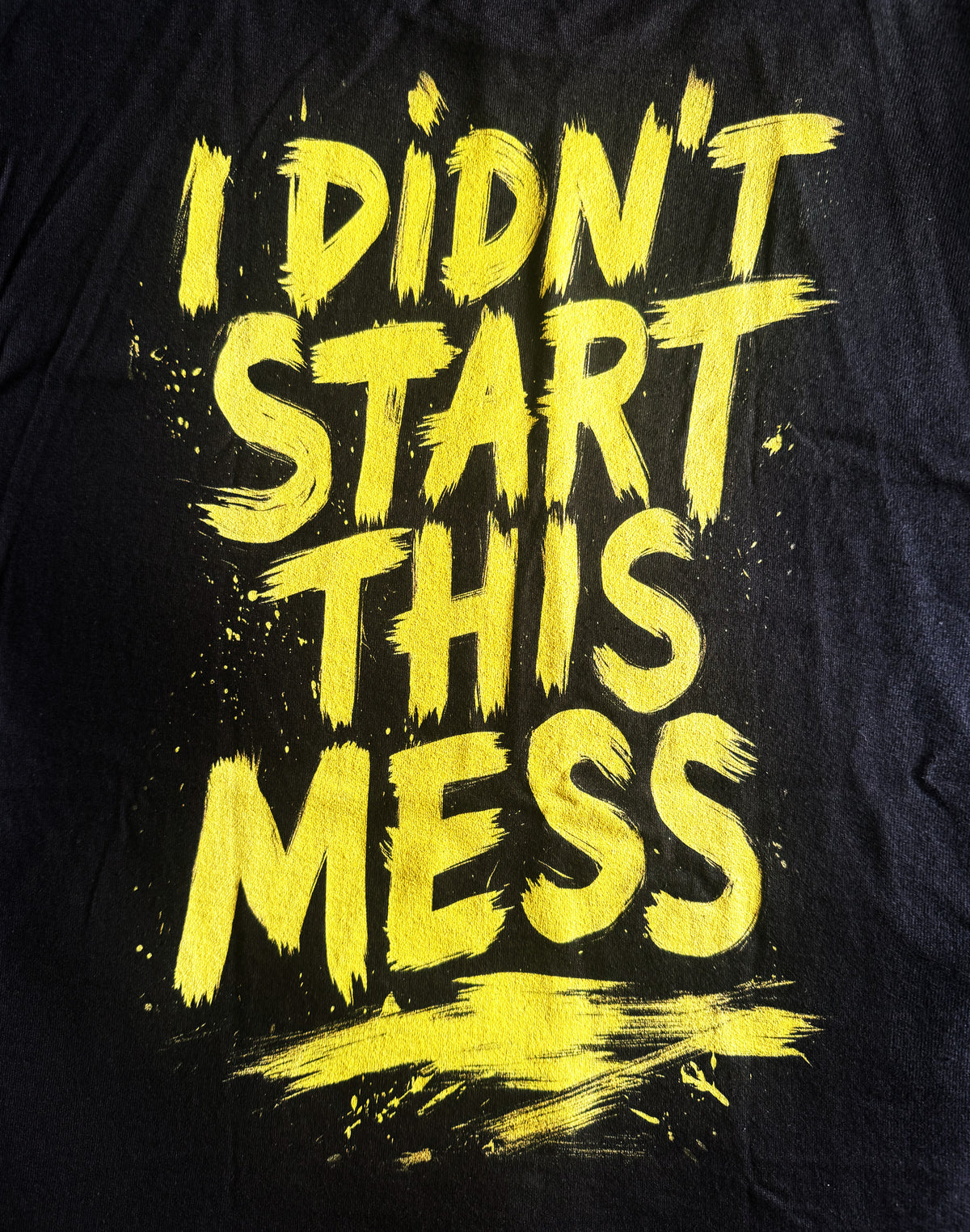 Black Unisex Premium Heavyweight Back-Design Tee "I Didn't Start This Mess" by Designer and Artist Lucas Gillon