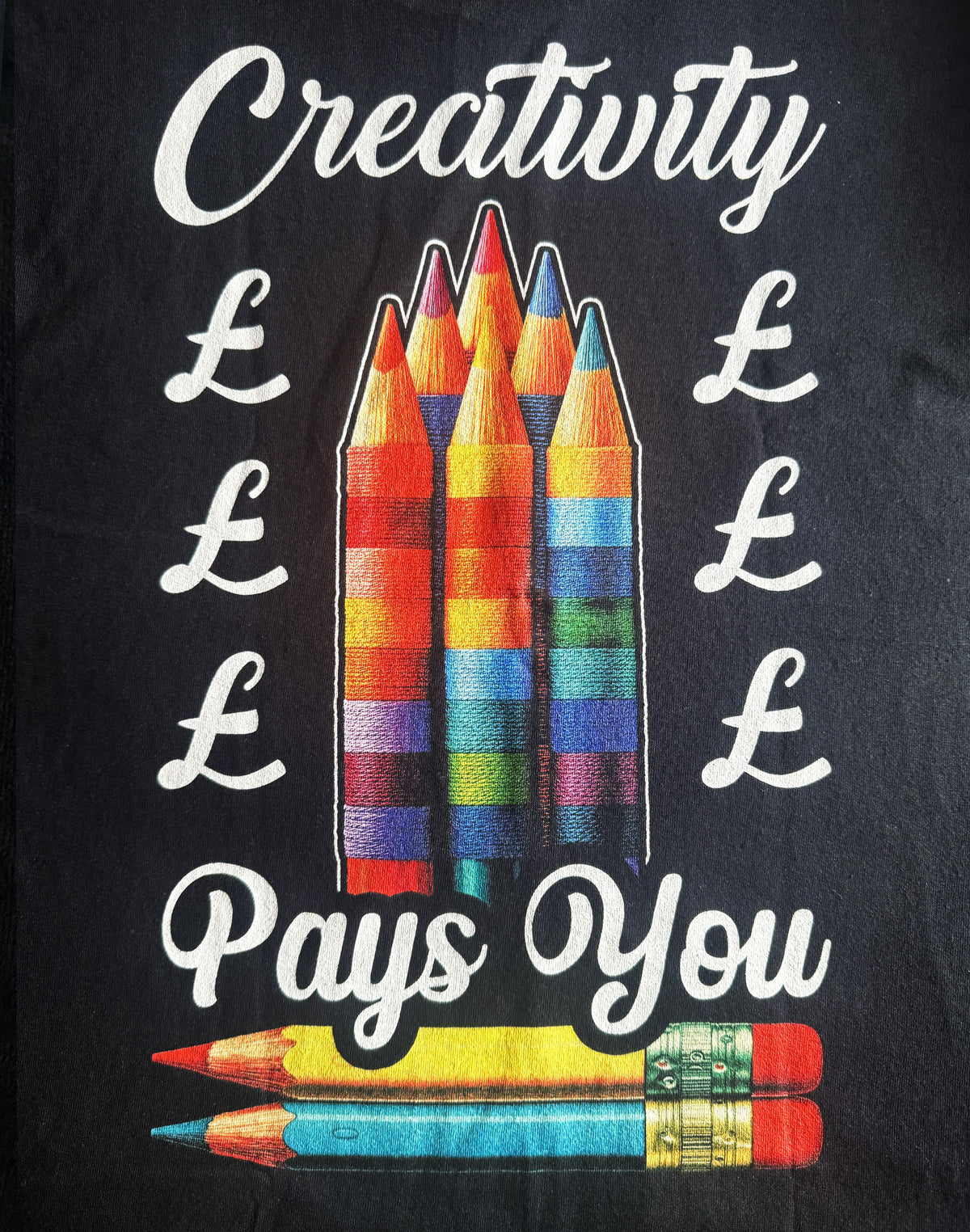 Black Unisex Premium Heavyweight Back-Design Tee "Creativity Pays You" by Designer and Artist Lucas Gillon