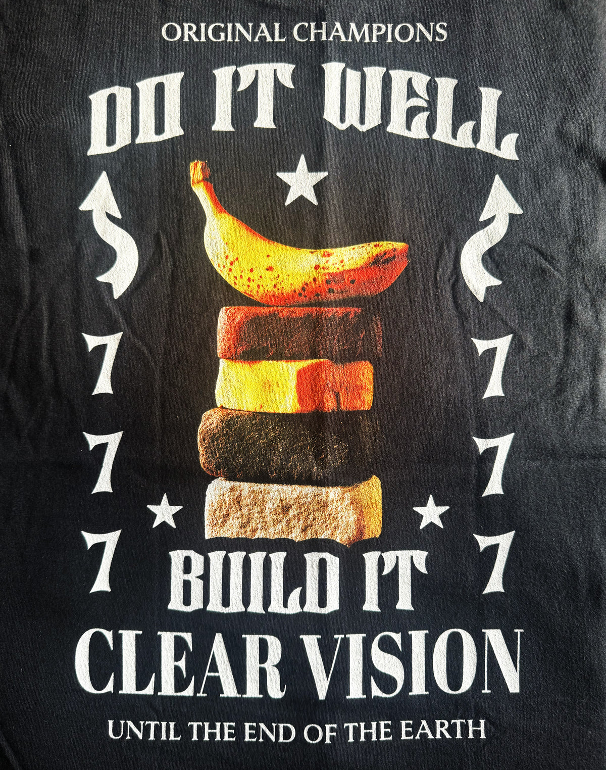 Black Unisex Premium Heavyweight Back-Design Tee "777 - Do It Well" by Designer and Artist Lucas Gillon