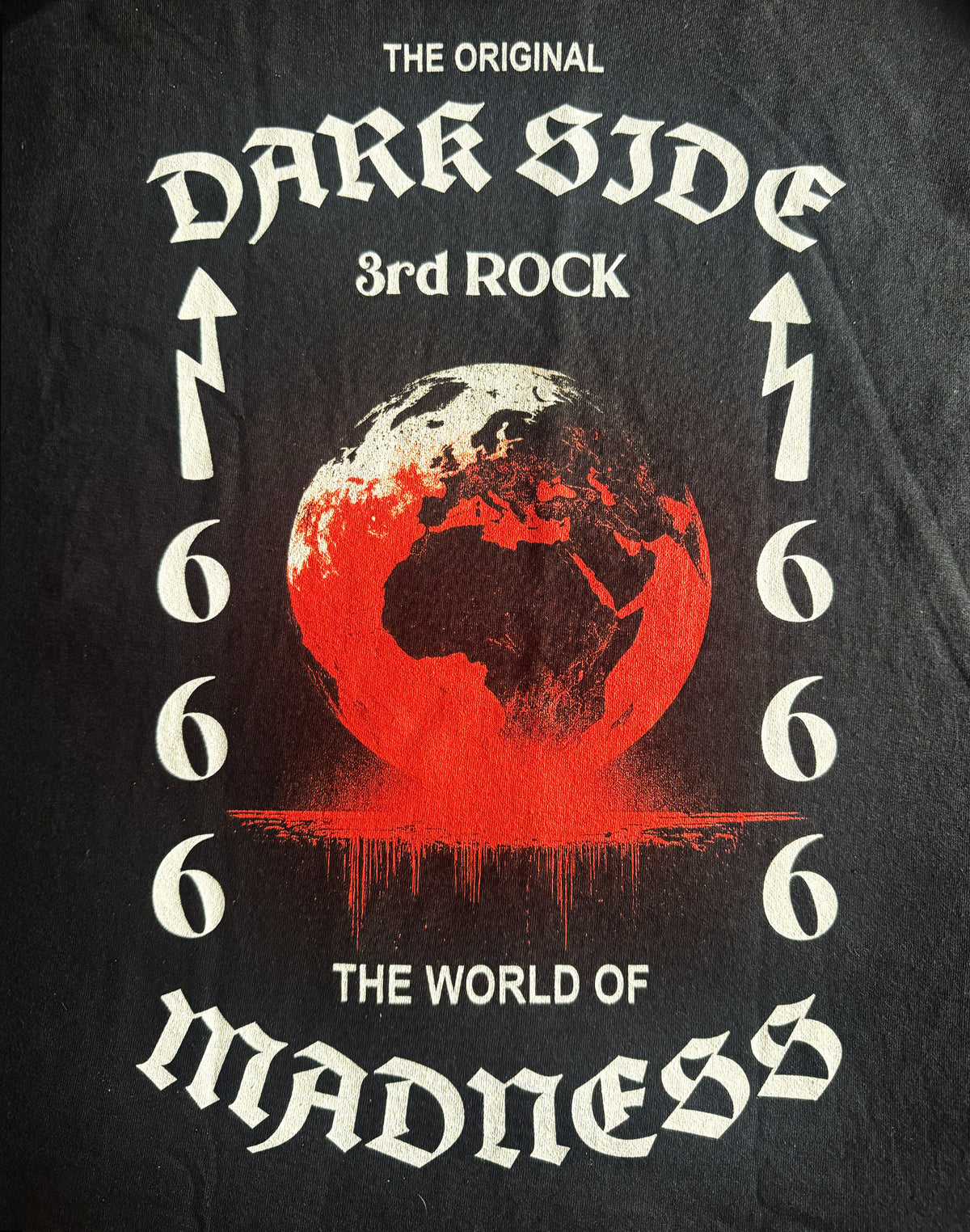 Black Unisex Premium Heavyweight Back-Design Tee "Dark Side - 3rd Rock" by Designer and Artist Lucas Gillon