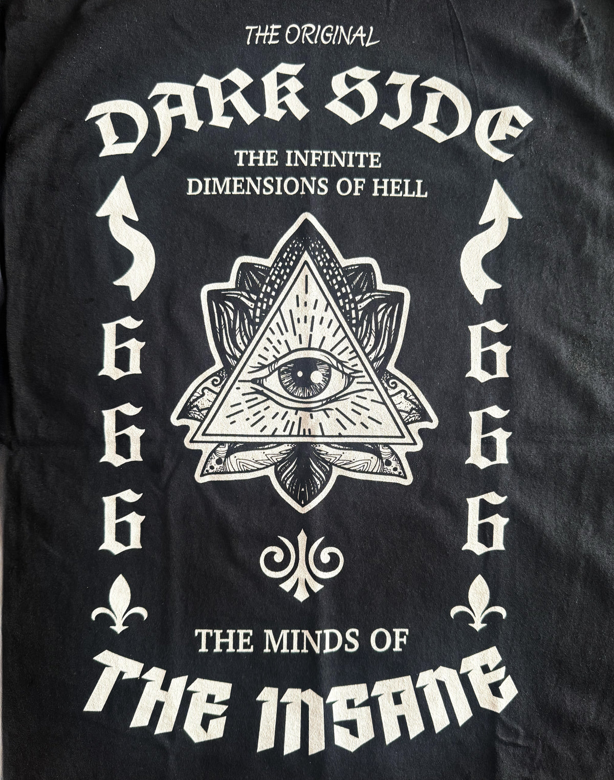 to finish - Black Unisex Premium Heavyweight Back-Design Tee "Dark Side - Dimensions of Hell" by Designer and Artist Lucas Gillon