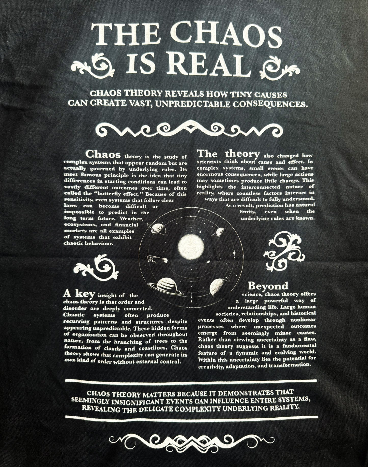 Black Unisex Premium Heavyweight Back-Design Tee "Chaos Theory V No. 2" by Designer and Artist Lucas Gillon