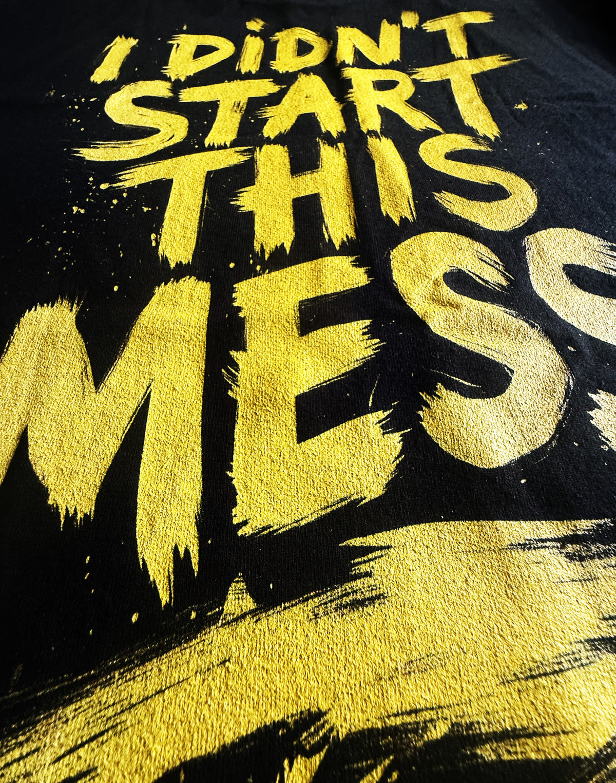 Black Unisex Premium Heavyweight Back-Design Tee "I Didn't Start This Mess" by Designer and Artist Lucas Gillon