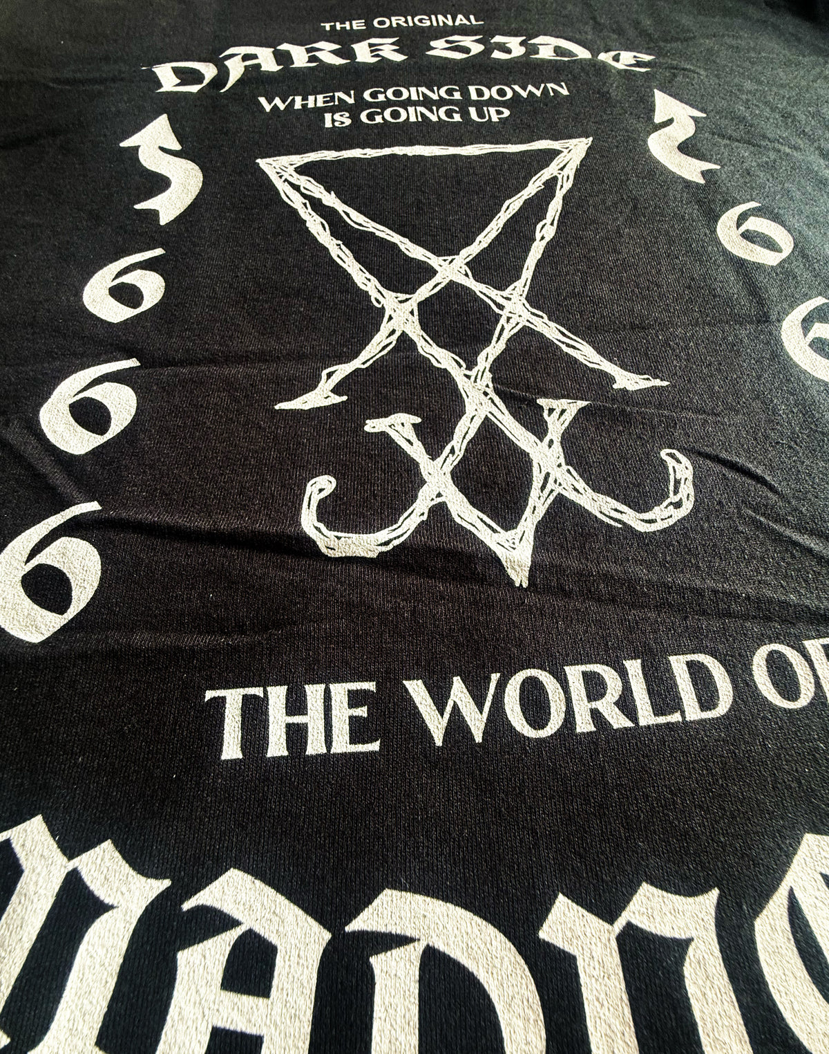 Black Unisex Premium Heavyweight Back-Design Tee "Dark Side - World of Madness No V. #1" by Designer and Artist Lucas Gillon