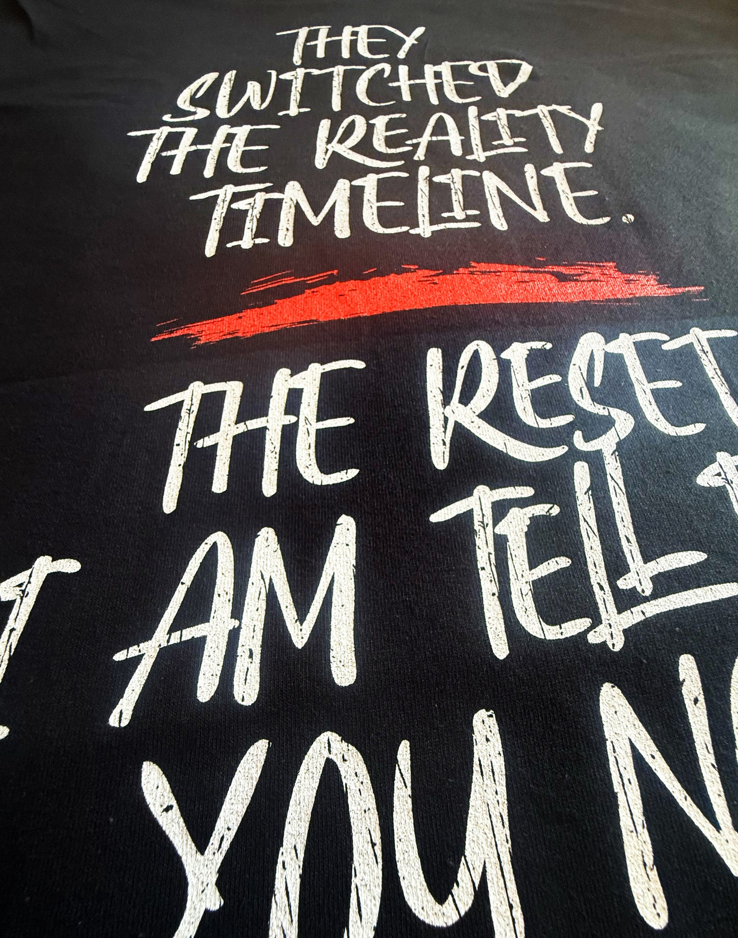 Black Unisex Premium Heavyweight Back-Design Tee "Switched Reality" by Designer and Artist Lucas Gillon