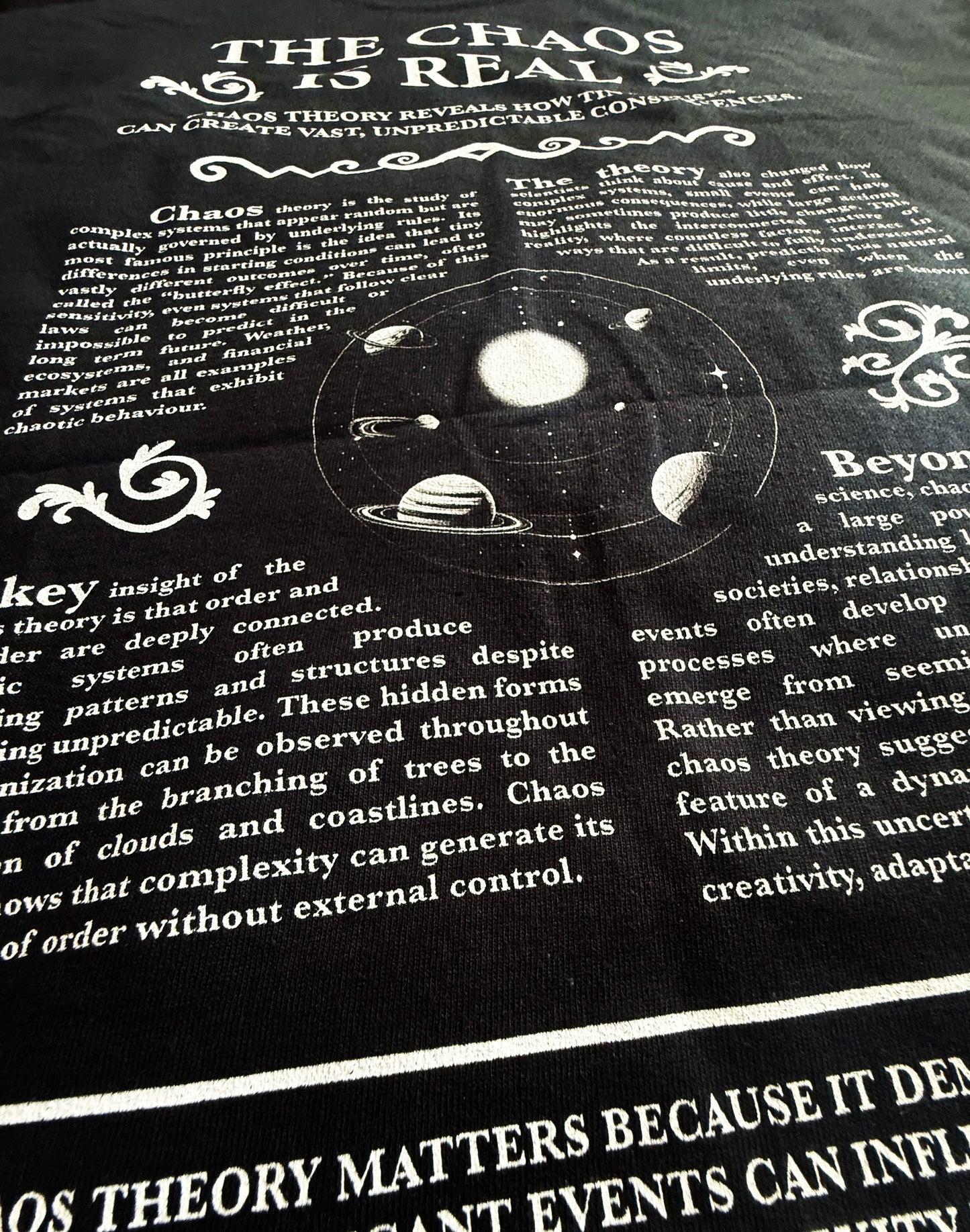 Black Unisex Premium Heavyweight Back-Design Tee "Chaos Theory V No. 2" by Designer and Artist Lucas Gillon