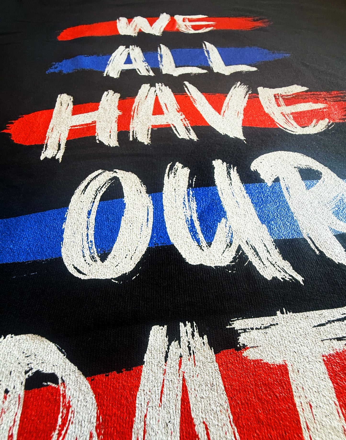 Black Unisex Premium Heavyweight Back-Design Tee "We All Have Our Path" by Designer and Artist Lucas Gillon