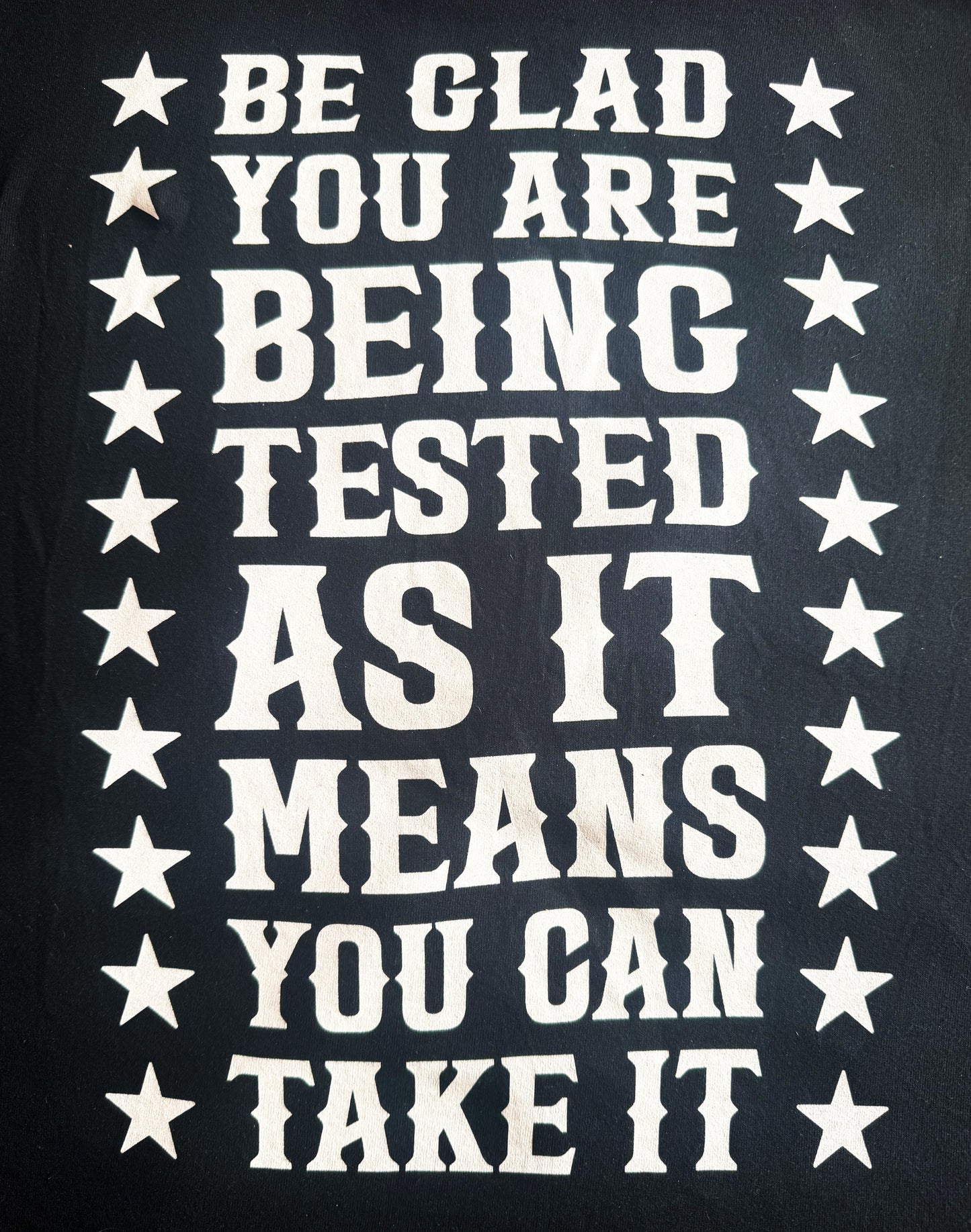 Black Unisex Premium Original Heavyweight Back-Design Tee "Being Tested" by Designer and Artist Lucas Gillon