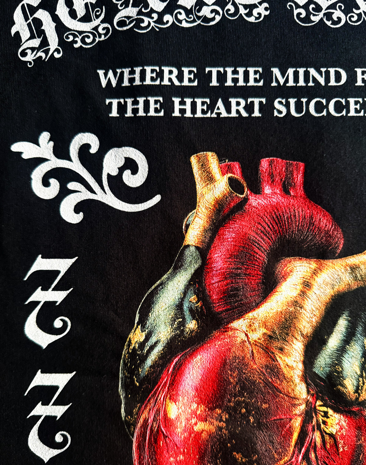 Black Unisex Premium Heavyweight Back-Design Tee "Heart Work" by Designer and Artist Lucas Gillon
