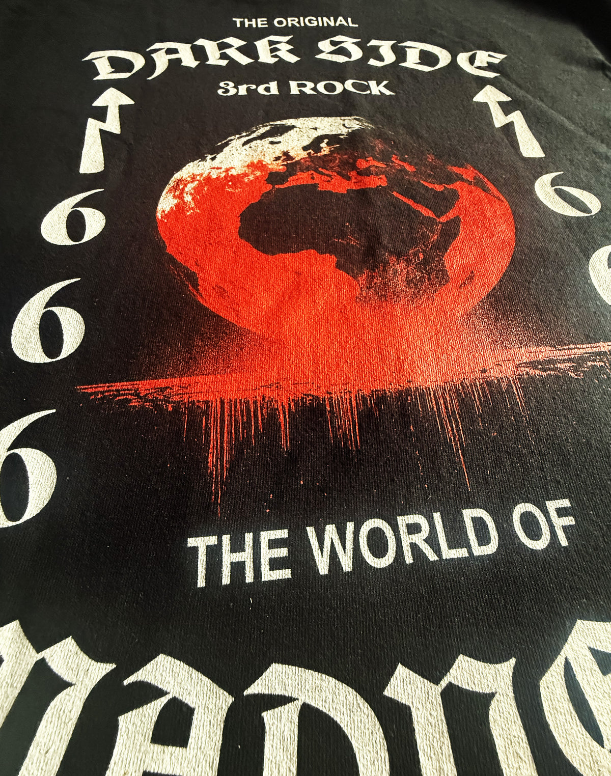 Black Unisex Premium Heavyweight Back-Design Tee "Dark Side - 3rd Rock" by Designer and Artist Lucas Gillon