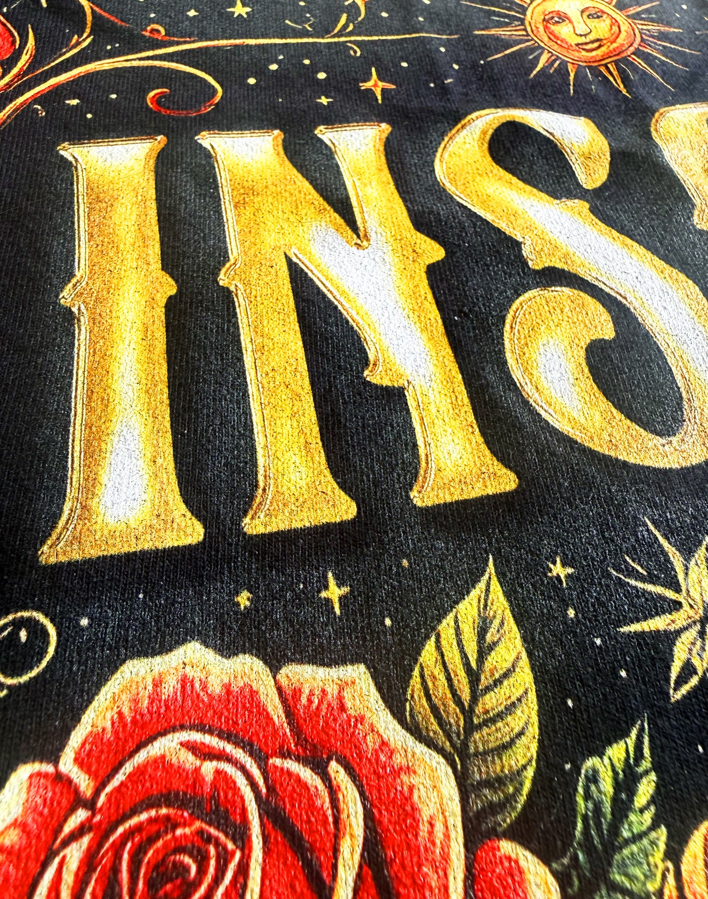Black Unisex Premium Original Heavyweight Back-Design Tee "Sanely Insane" by Designer and Artist Lucas Gillon
