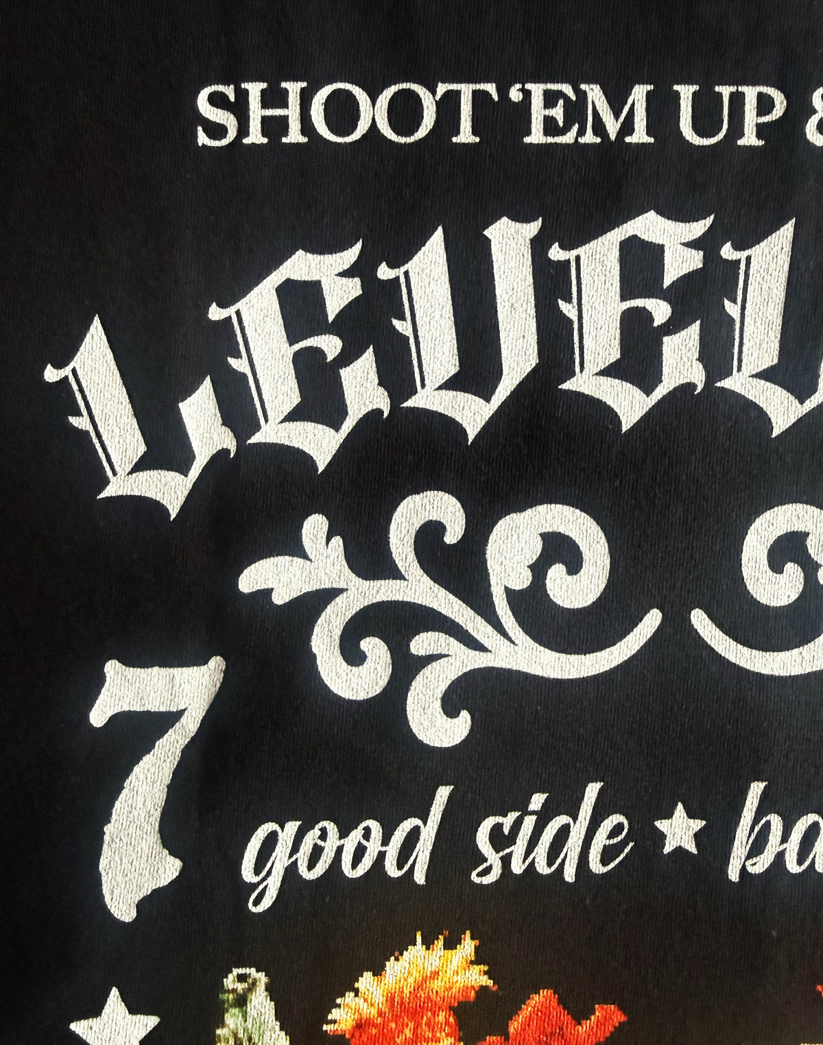 Black Unisex Premium Heavyweight Back-Design Tee "Level It Up - Street Thug Commandos" by Designer and Artist Lucas Gillon