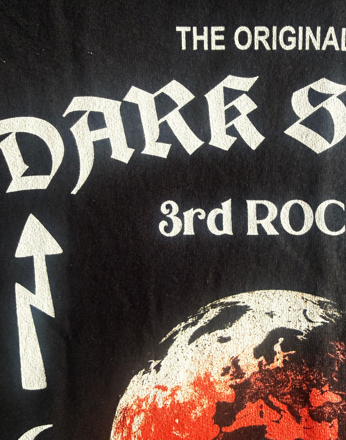 Black Unisex Premium Heavyweight Back-Design Tee "Dark Side - 3rd Rock" by Designer and Artist Lucas Gillon