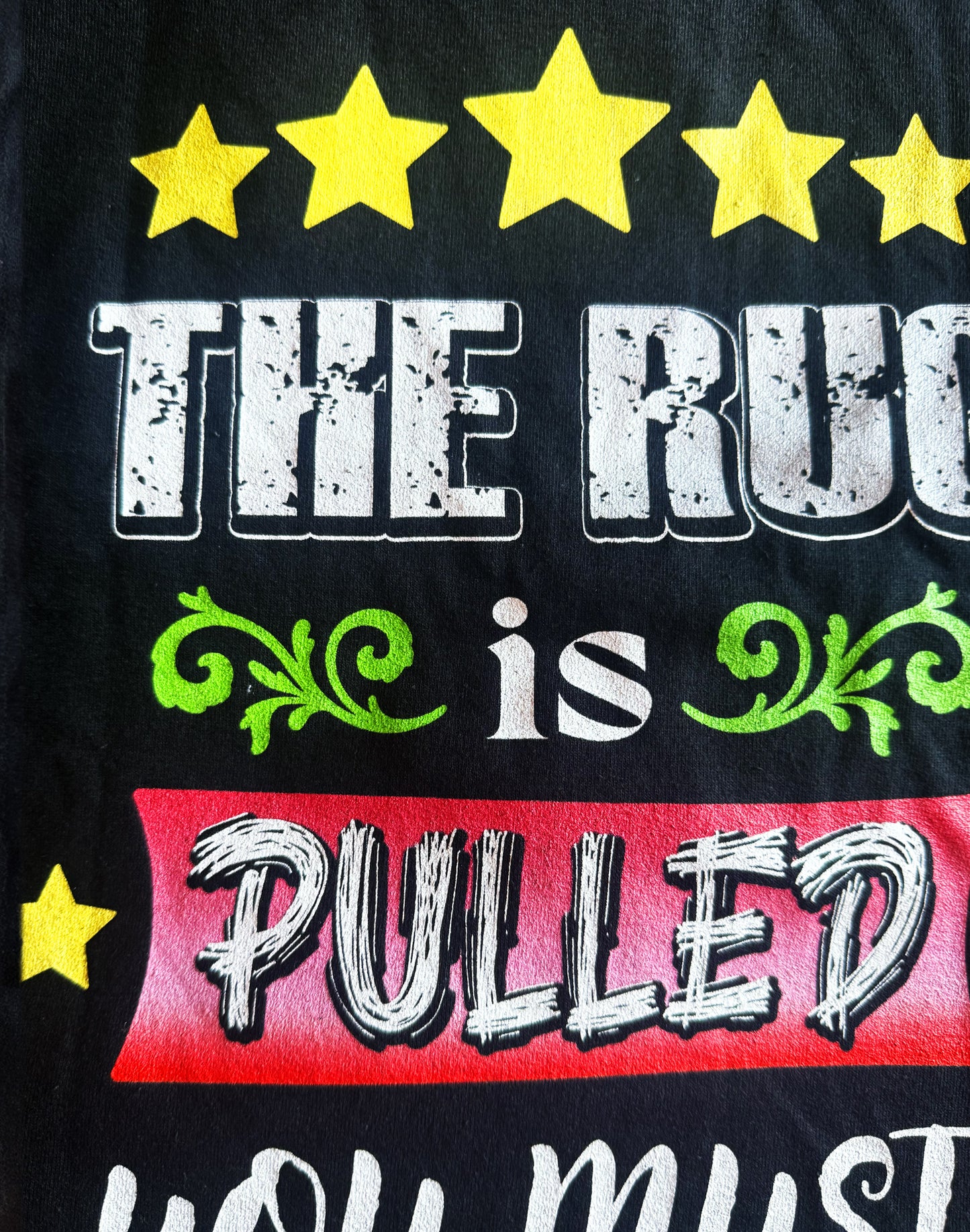 Black Unisex Premium Heavyweight Back-Design Tee "The Rug Has Been Pulled" by Designer and Artist Lucas Gillon
