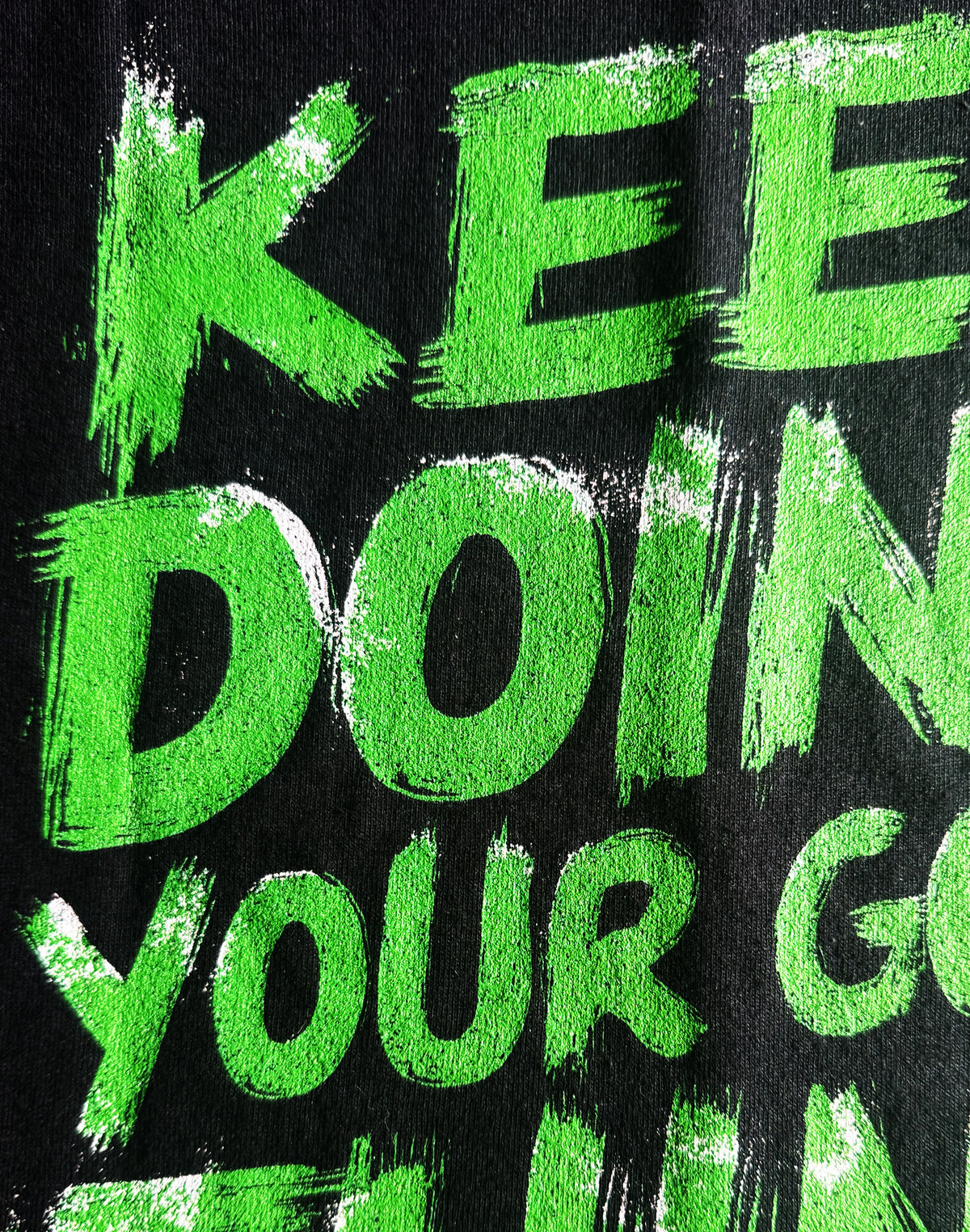 Black Unisex Premium Heavyweight Back-Design Tee "Keep Doing Your Good Thing" by Designer and Artist Lucas Gillon