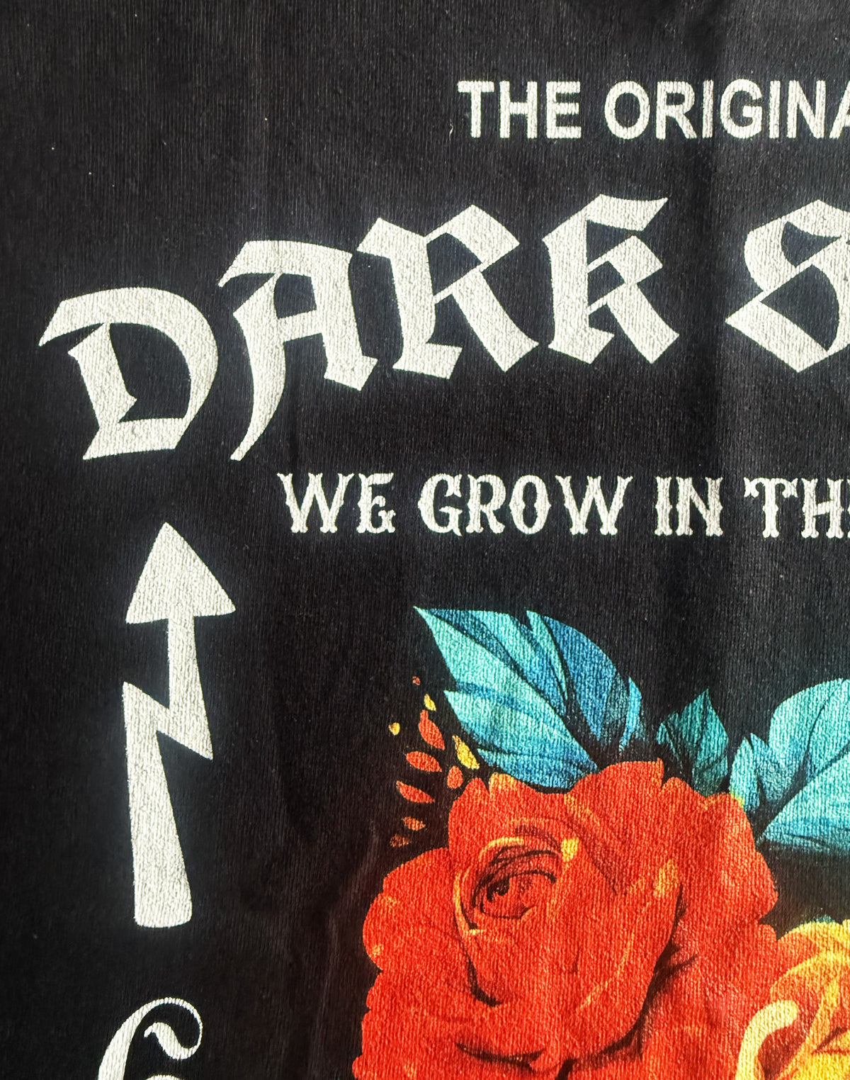 Black Unisex Premium Heavyweight Back-Design Tee "Dark Side - We Grow In The Dark" by Designer and Artist Lucas Gillon