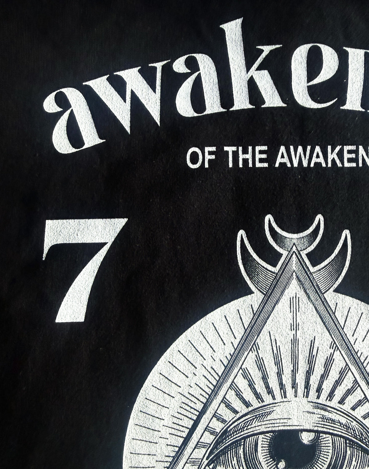 to finish - Black Unisex Premium Heavyweight Back-Design Tee "Awakening of the Awakened - The Big Eye Opener" by Designer and Artist Lucas Gillon