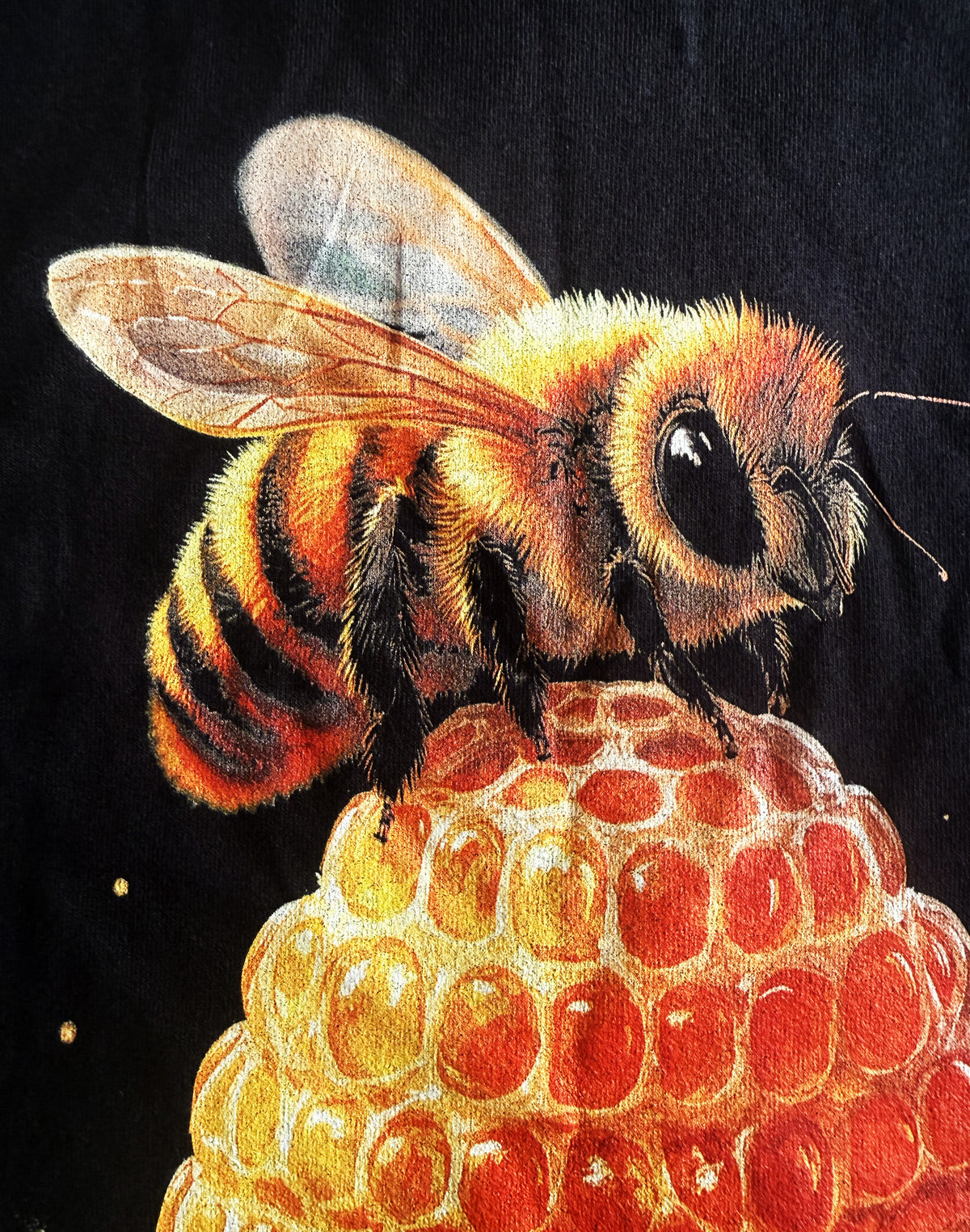 Black Unisex Premium Heavyweight Back-Design Tee "We Will Go With It - Beehive" by Designer and Artist Lucas Gillon