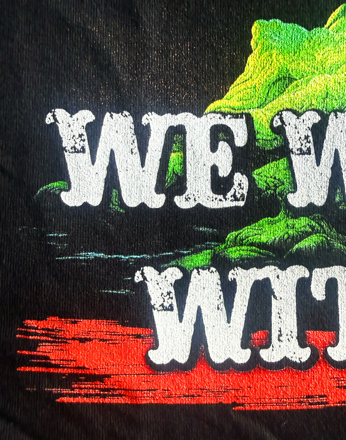 Black Unisex Premium Heavyweight Back-Design Tee "We Will Go With It - Neon Tree" by Designer and Artist Lucas Gillon