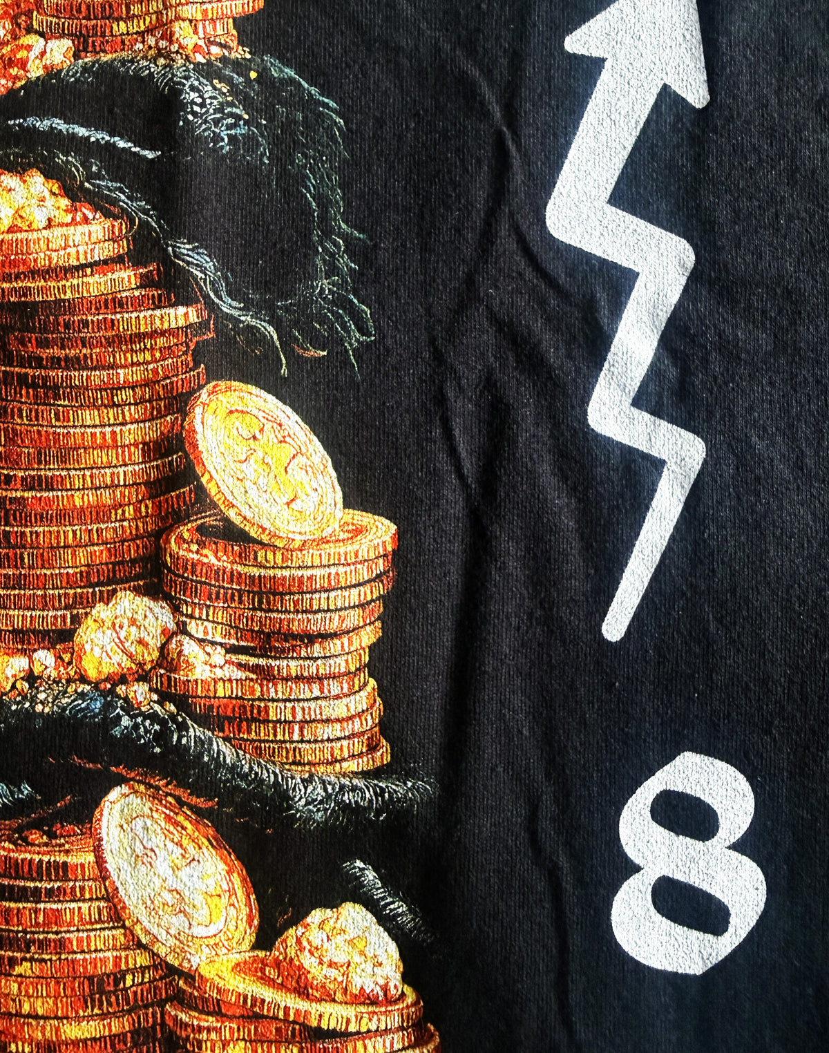 Black Unisex Premium Heavyweight Back-Design Tee "Level It Up - Increase Your Coins" by Designer and Artist Lucas Gillon