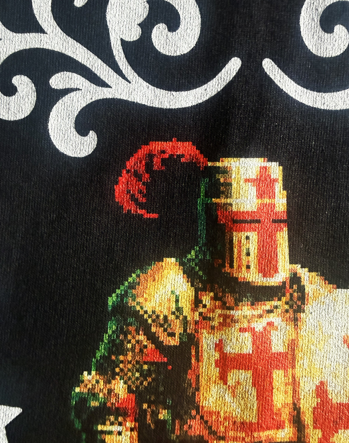 Black Unisex Premium Heavyweight Back-Design Tee "Level Up - Valour Knight" by Designer and Artist Lucas Gillon