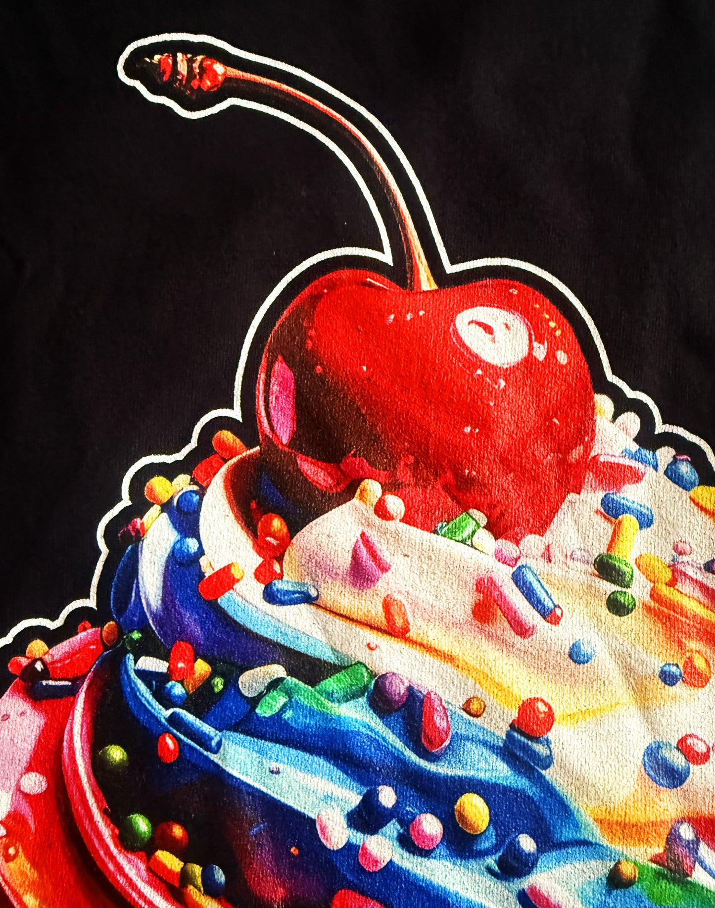 Black Unisex Premium Heavyweight Back-Design Tee "Cupcake" by Designer and Artist Lucas Gillon
