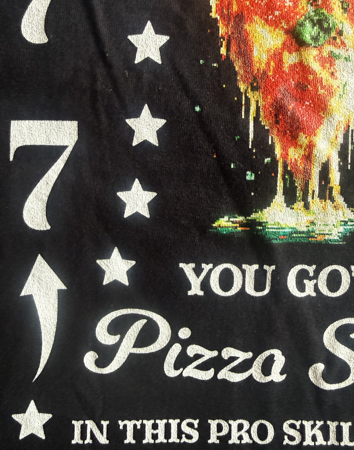 Black Unisex Premium Heavyweight Back-Design Tee "Level It Up - You Got Pizza Slice" by Designer and Artist Lucas Gillon