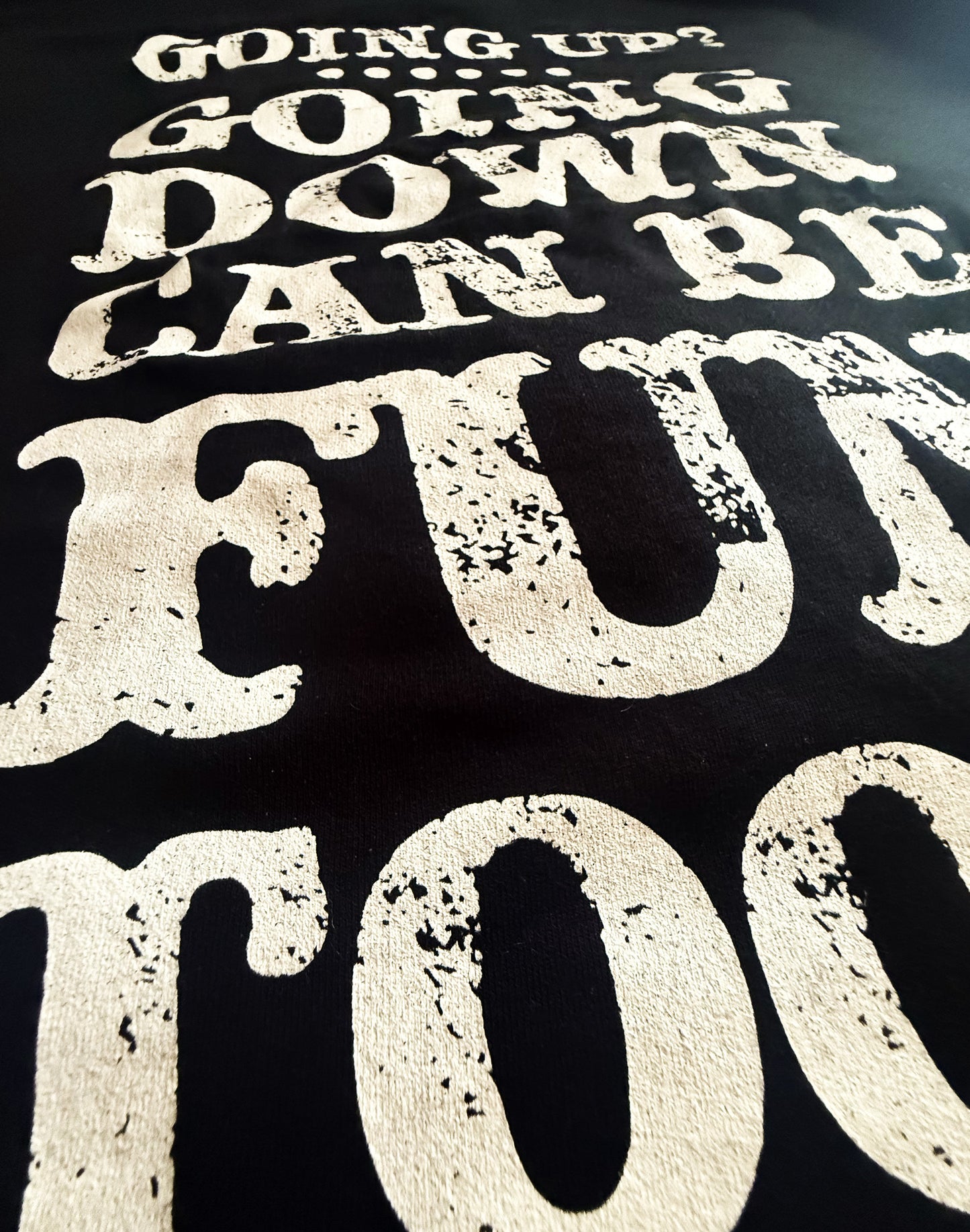 Black Unisex Premium Heavyweight Back-Design Tee "Going Down Can Be Fun Too" by Designer and Artist Lucas Gillon