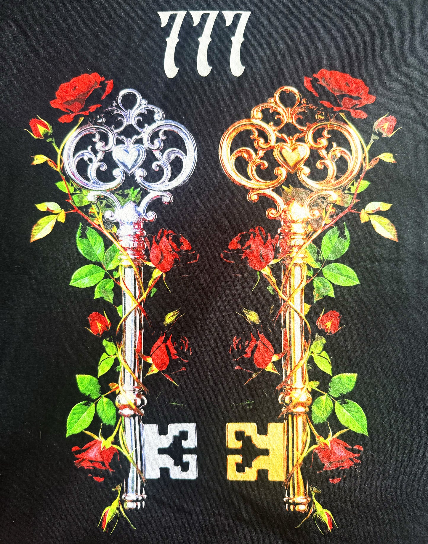 Black Unisex Premium Original Heavyweight Back-Design Tee "777 Keys" by Designer and Artist Lucas Gillon