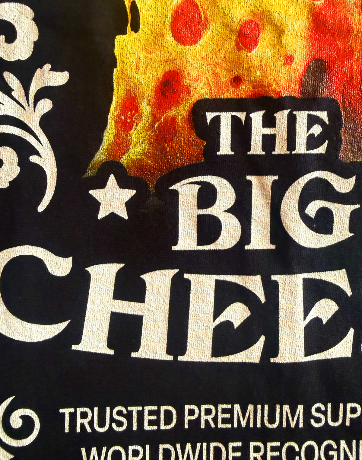 Black Unisex Premium Heavyweight Back-Design Tee "The Big Cheese" by Designer and Artist Lucas Gillon