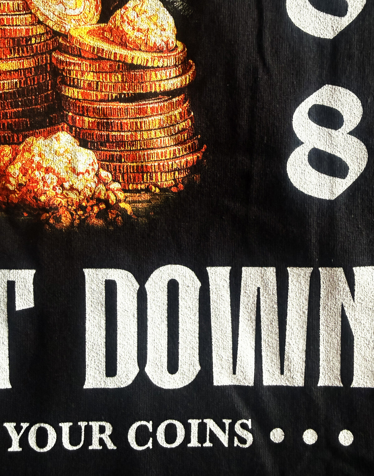Black Unisex Premium Heavyweight Back-Design Tee "Level It Up - Increase Your Coins" by Designer and Artist Lucas Gillon