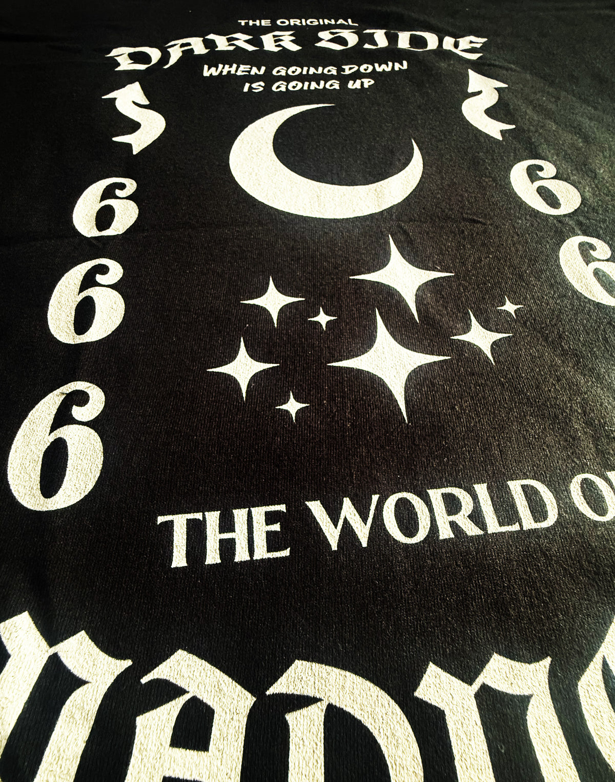 Black Unisex Premium Heavyweight Back-Design Tee "Dark Side - World of Madness No V. #3" by Designer and Artist Lucas Gillon