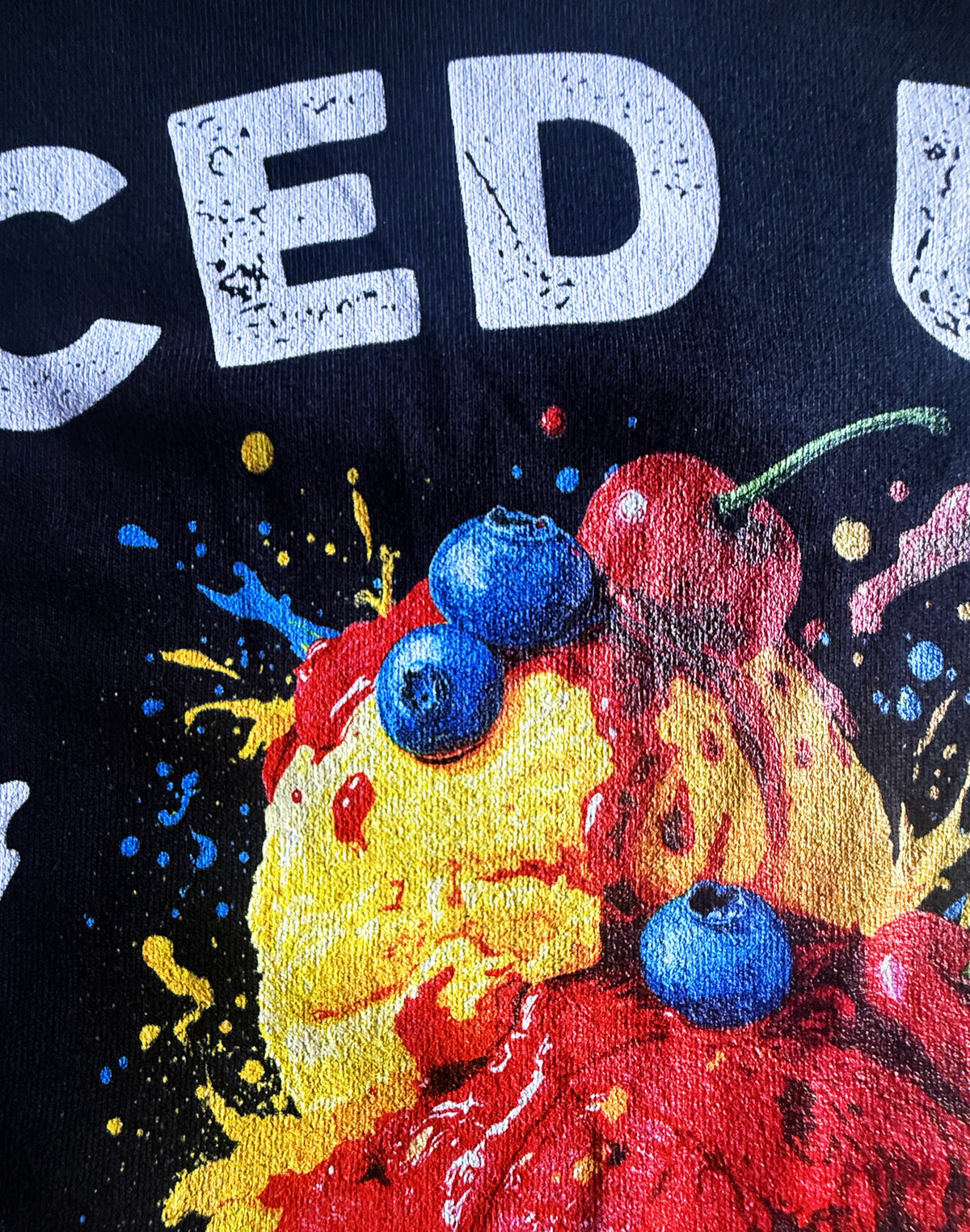 Black Unisex Premium Heavyweight Back-Design Tee "Gourmet Iced Up" by Designer and Artist Lucas Gillon