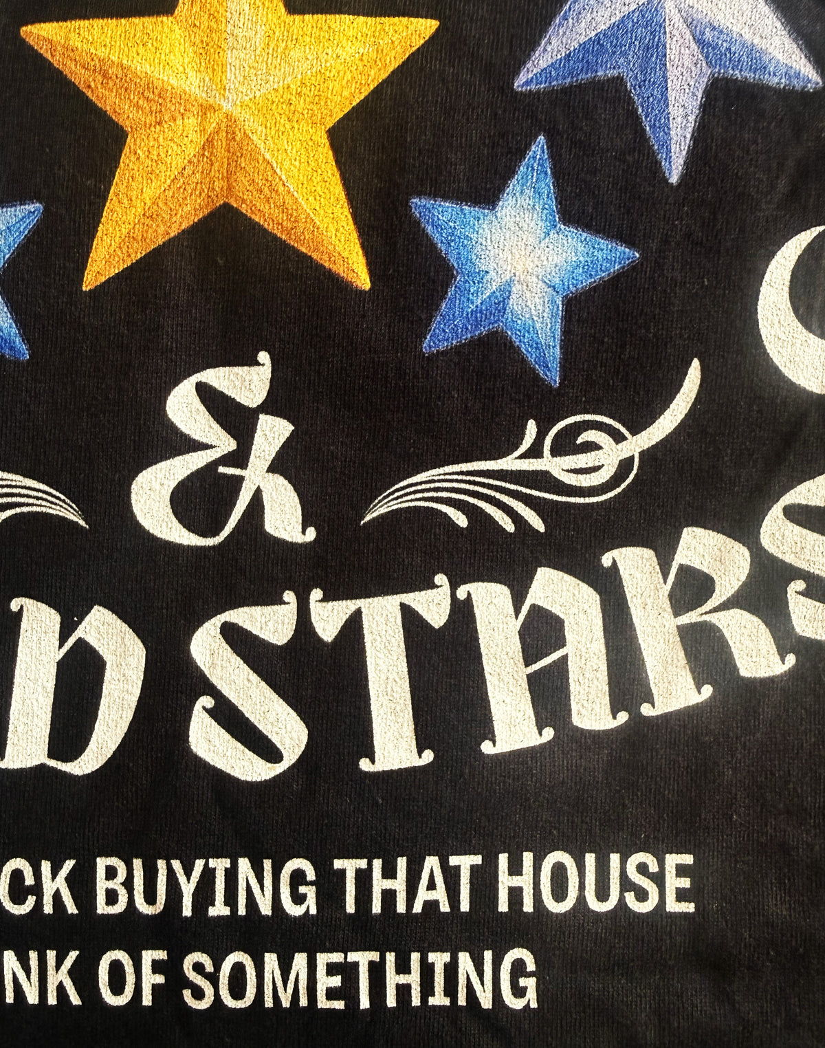 Black Unisex Premium Heavyweight Back-Design Tee "Peanuts & Gold Stars" by Designer and Artist Lucas Gillon