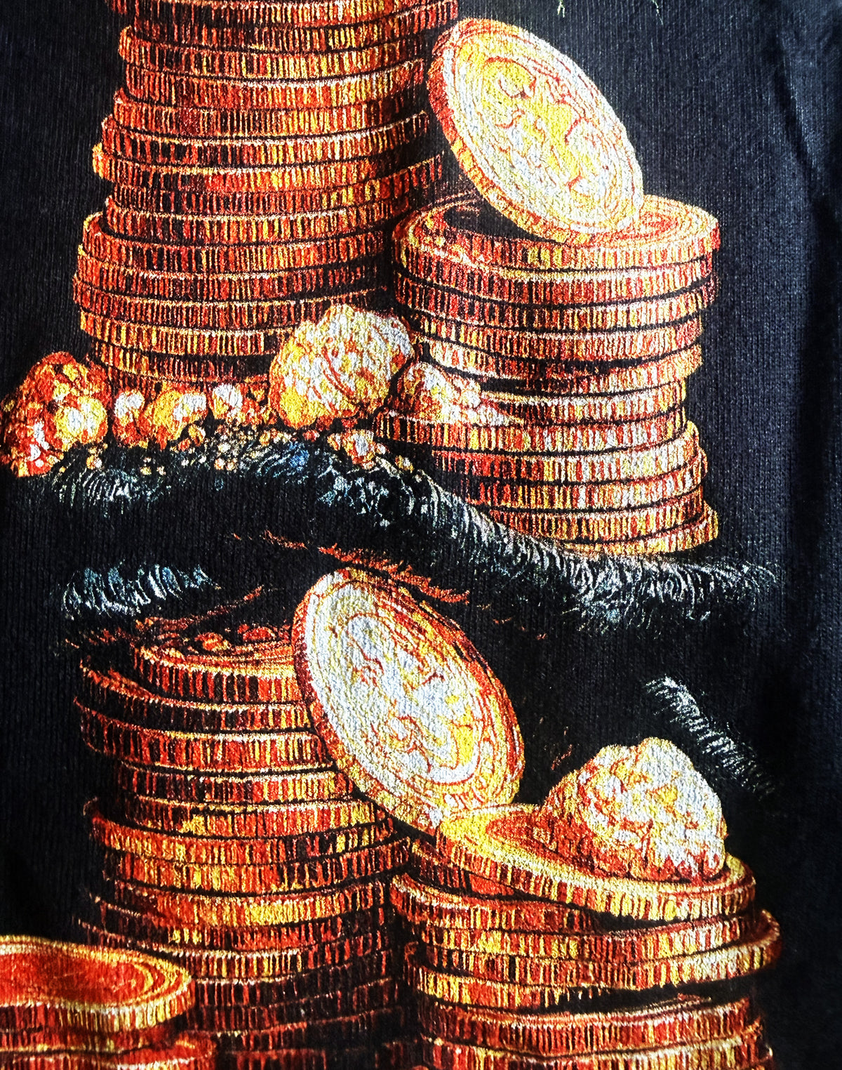 Black Unisex Premium Heavyweight Back-Design Tee "Level It Up - Increase Your Coins" by Designer and Artist Lucas Gillon