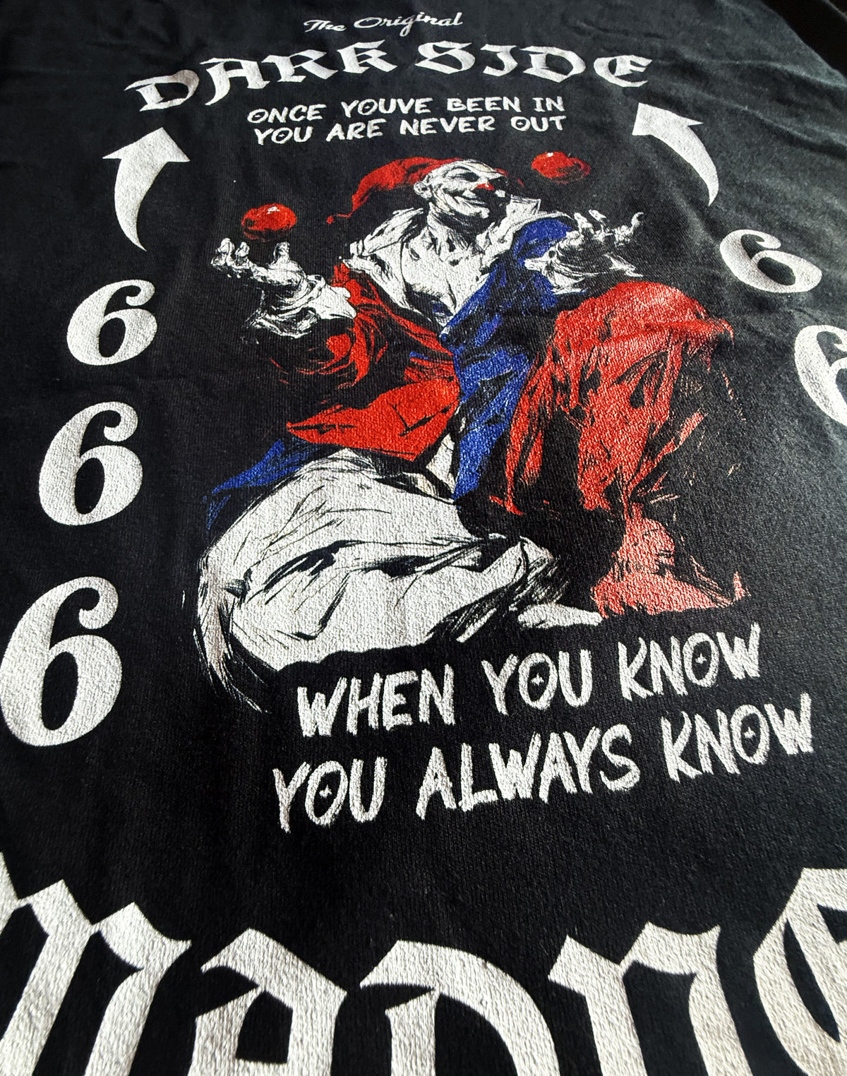 Black Unisex Premium Heavyweight Back-Design Tee "Dark Side - Once You've Been In" by Designer and Artist Lucas Gillon