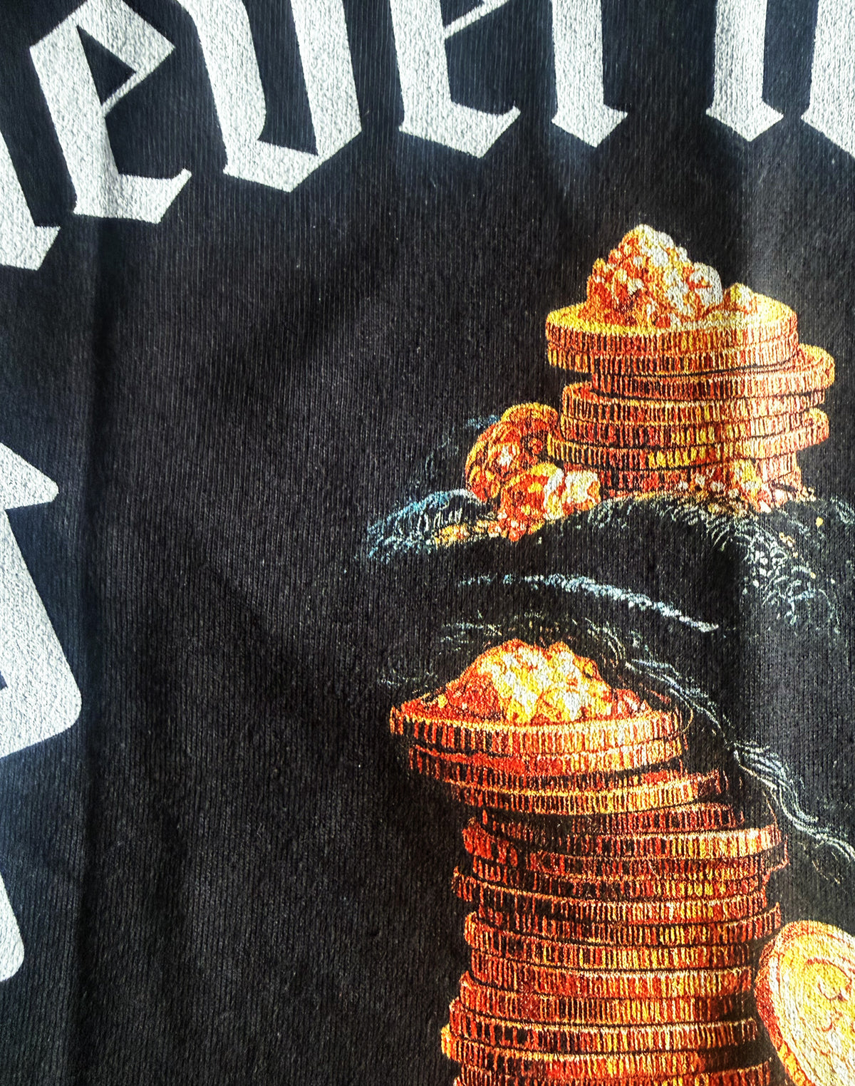 Black Unisex Premium Heavyweight Back-Design Tee "Level It Up - Increase Your Coins" by Designer and Artist Lucas Gillon