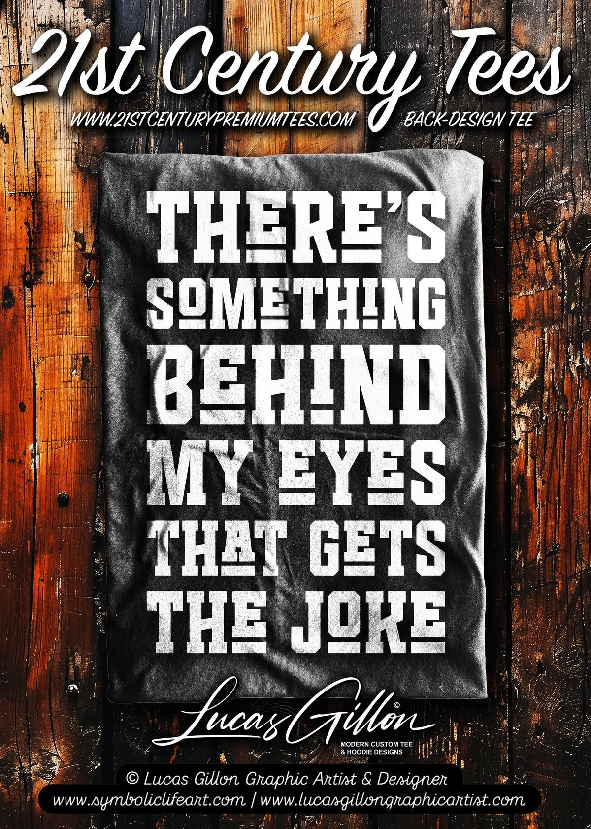 to finish - REDO STRAIGHR PICS WITH TEXTURE - Black Unisex Premium Original Heavyweight Back-Design Tee "The Joke" by Designer and Artist Lucas Gillon