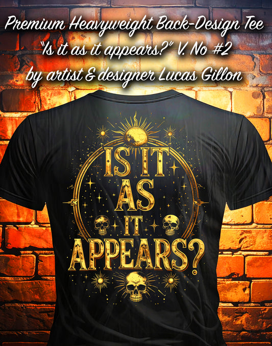 Black Unisex Premium Original Heavyweight Back-Design Tee "As it Appears No #2" by Designer and Artist Lucas Gillon