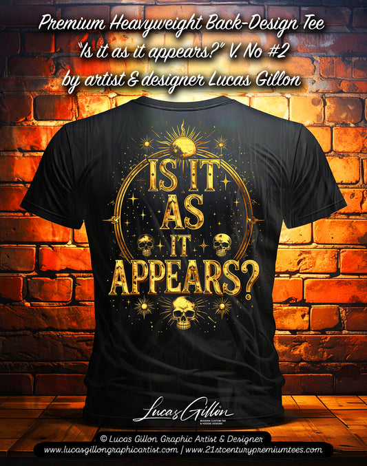 Black Unisex Premium Original Heavyweight Back-Design Tee "As it Appears No #2" by Designer and Artist Lucas Gillon