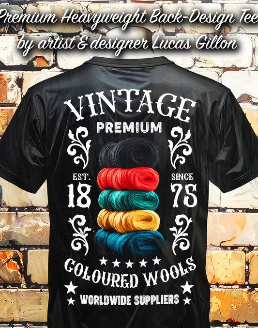to finish - Black Unisex Premium Heavyweight Back-Design Tee "Coloured Wools" by Designer and Artist Lucas Gillon